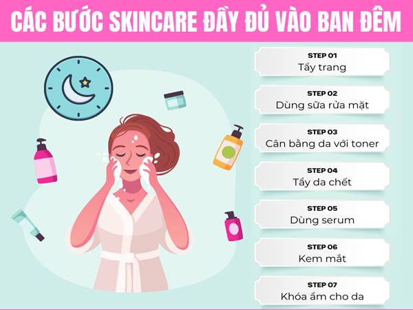 Các bước dưỡng da ban đêm đúng chuẩn như spa