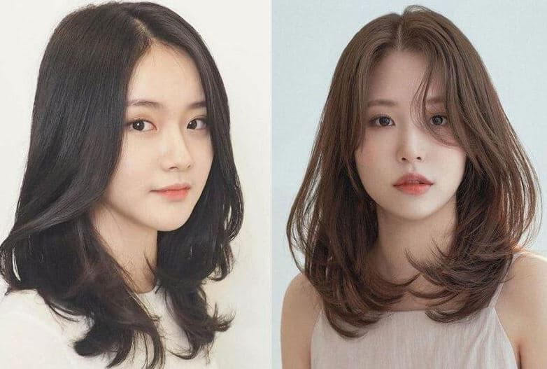 Tóc lob uốn sóng kết hợp mái bay cho mặt tròn